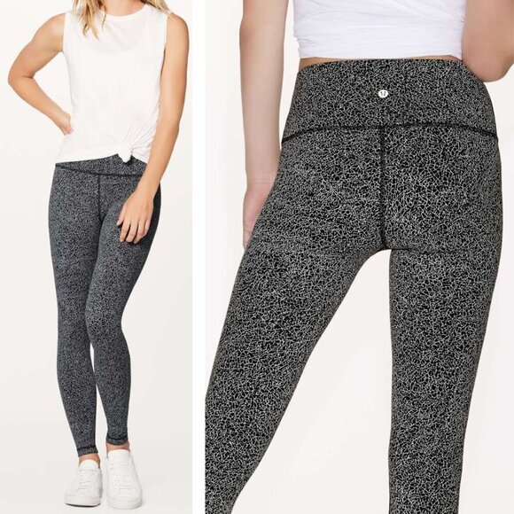 lululemon athletica Pants - Lululemon Wunder Under Tight 28” High Rise In Luon Crackle Jaquard Black